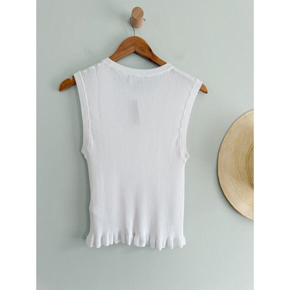 J.Crew | NWT Ruffle-trim shell tank top premium ultra-fine cotton White | Sz M - Picture 8 of 8